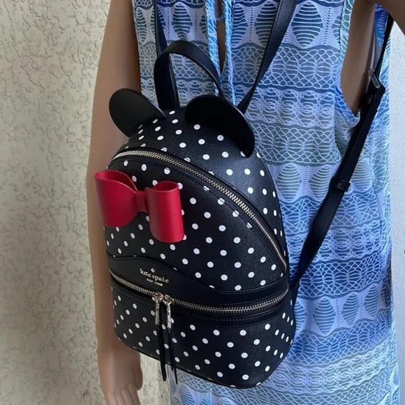 Kate Spade Disney X Kate Spade New York Minnie Dome Backpack Black Multi - Picture 12 of 16